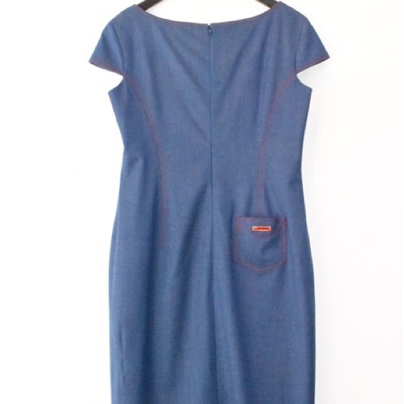 Escada, Sheath Dress, Denim Blue. - Picture 2 of 2